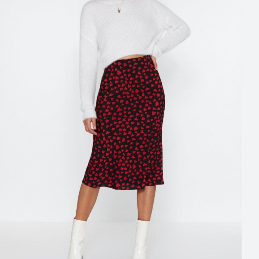 Heart Slinky Midi Skirt